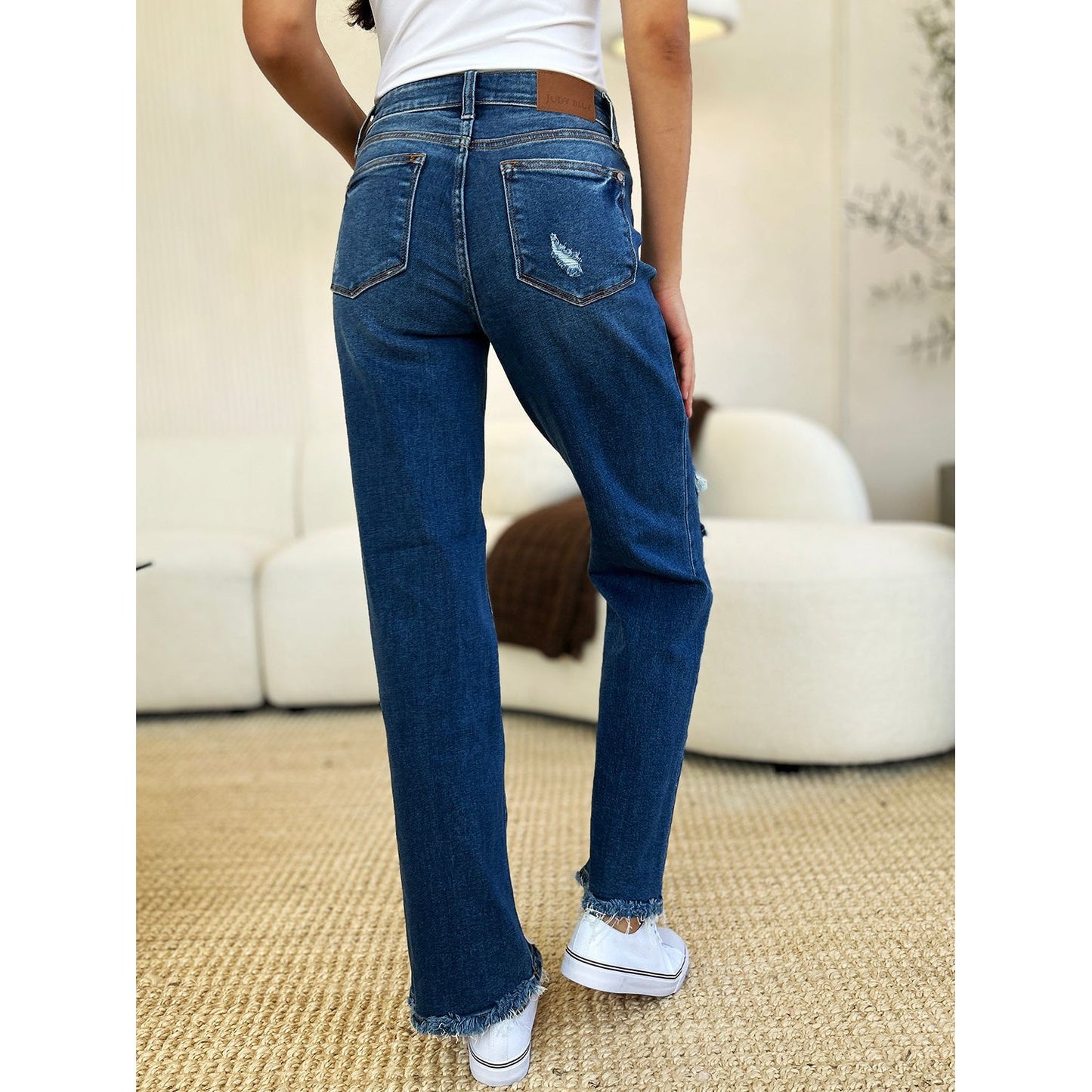 Judy Blue Distressed Raw Hem Jeans