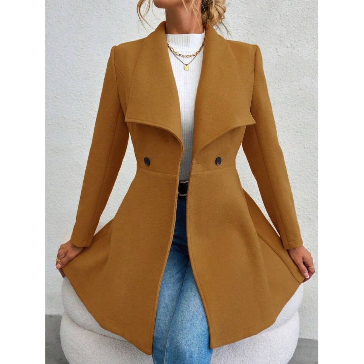 Elegance Meets Cozy Long Sleeve Coat