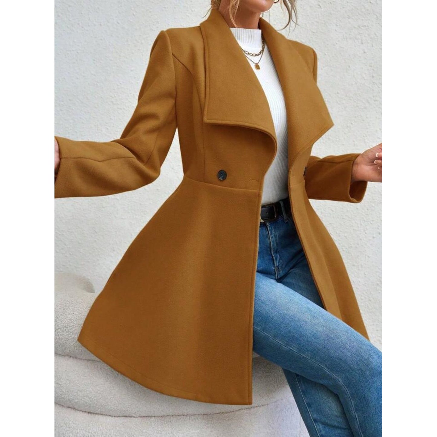 Elegance Meets Cozy Long Sleeve Coat