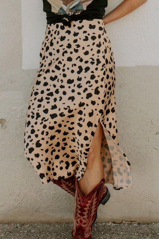 Slit Printed Midi Skirt - TiffanyzKlozet