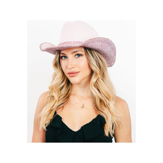 Fame Pave Rhinestone Trim Faux Suede Hat - TiffanyzKlozet