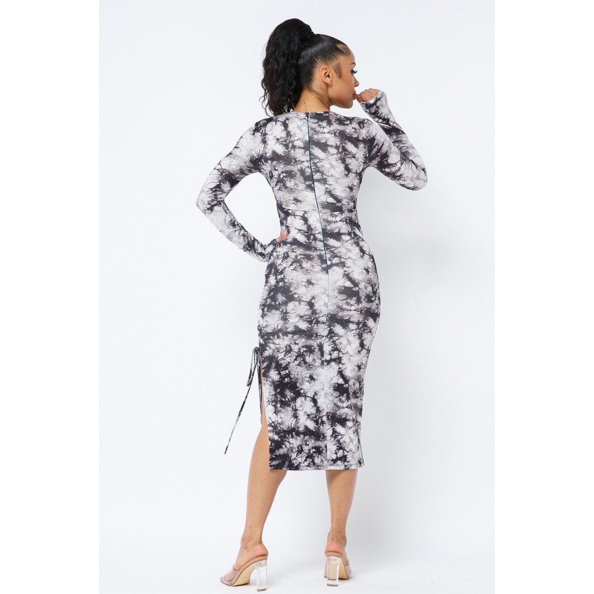 Tie Dye Long Sleeve Midi Dress