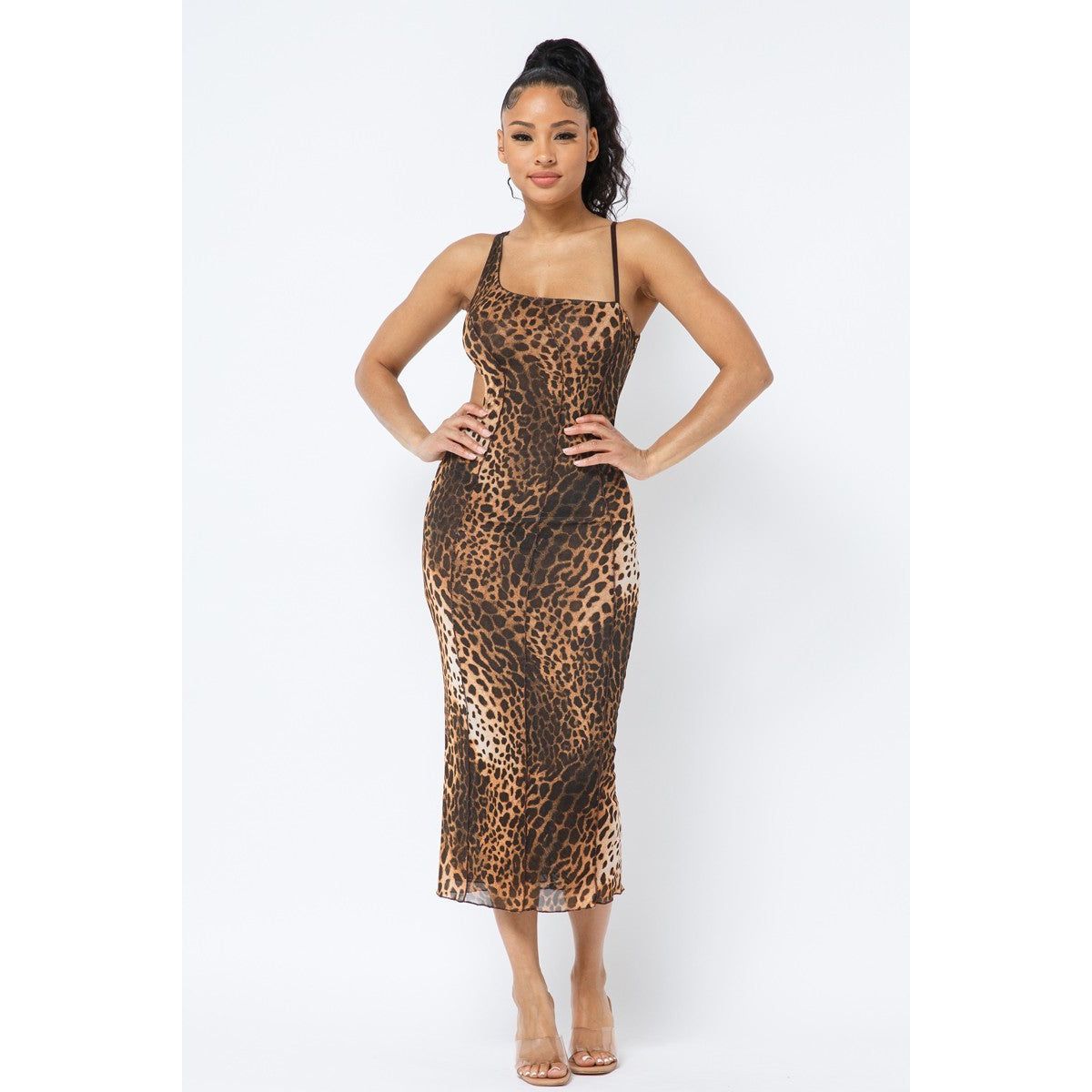 Leopard Print Midi Dress