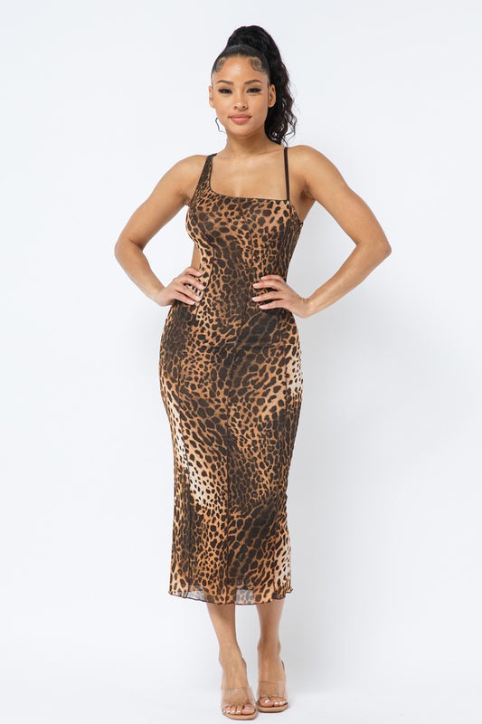 Leopard Print Midi Dress