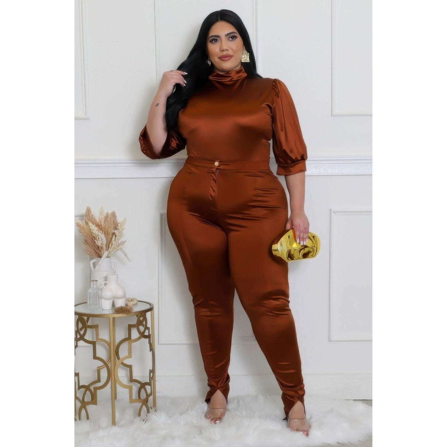 Two Piece Set, Semi-stretch Bodysuit