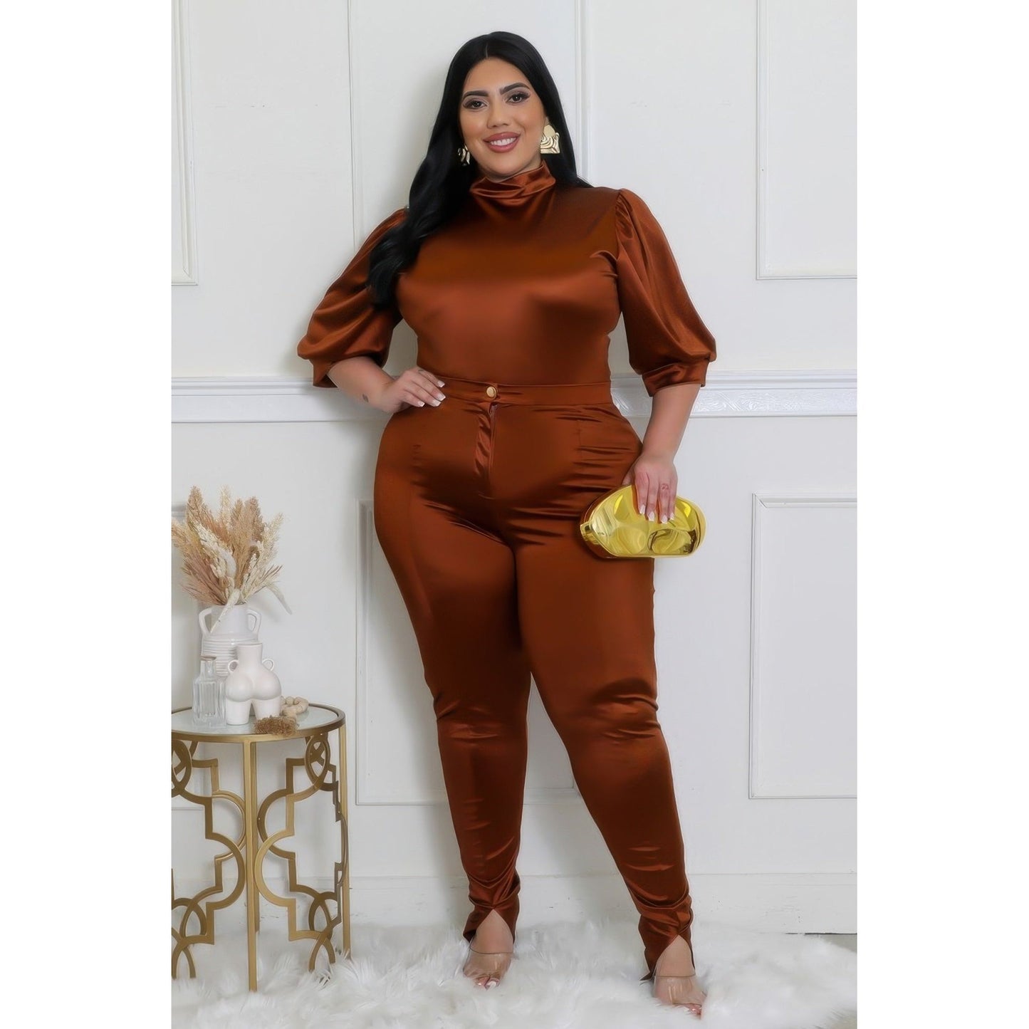 Two Piece Set, Semi-stretch Bodysuit