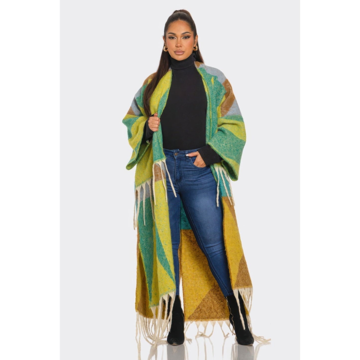 Sakari Printed Maxi Cardigan Tassel