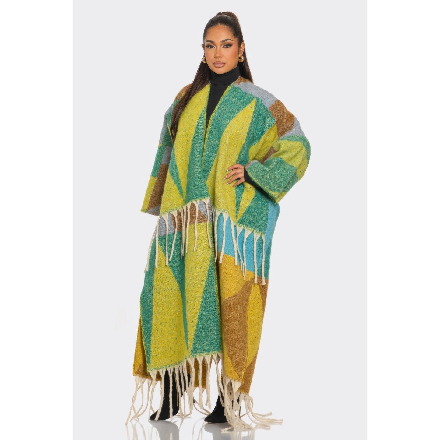 Sakari Printed Maxi Cardigan Tassel