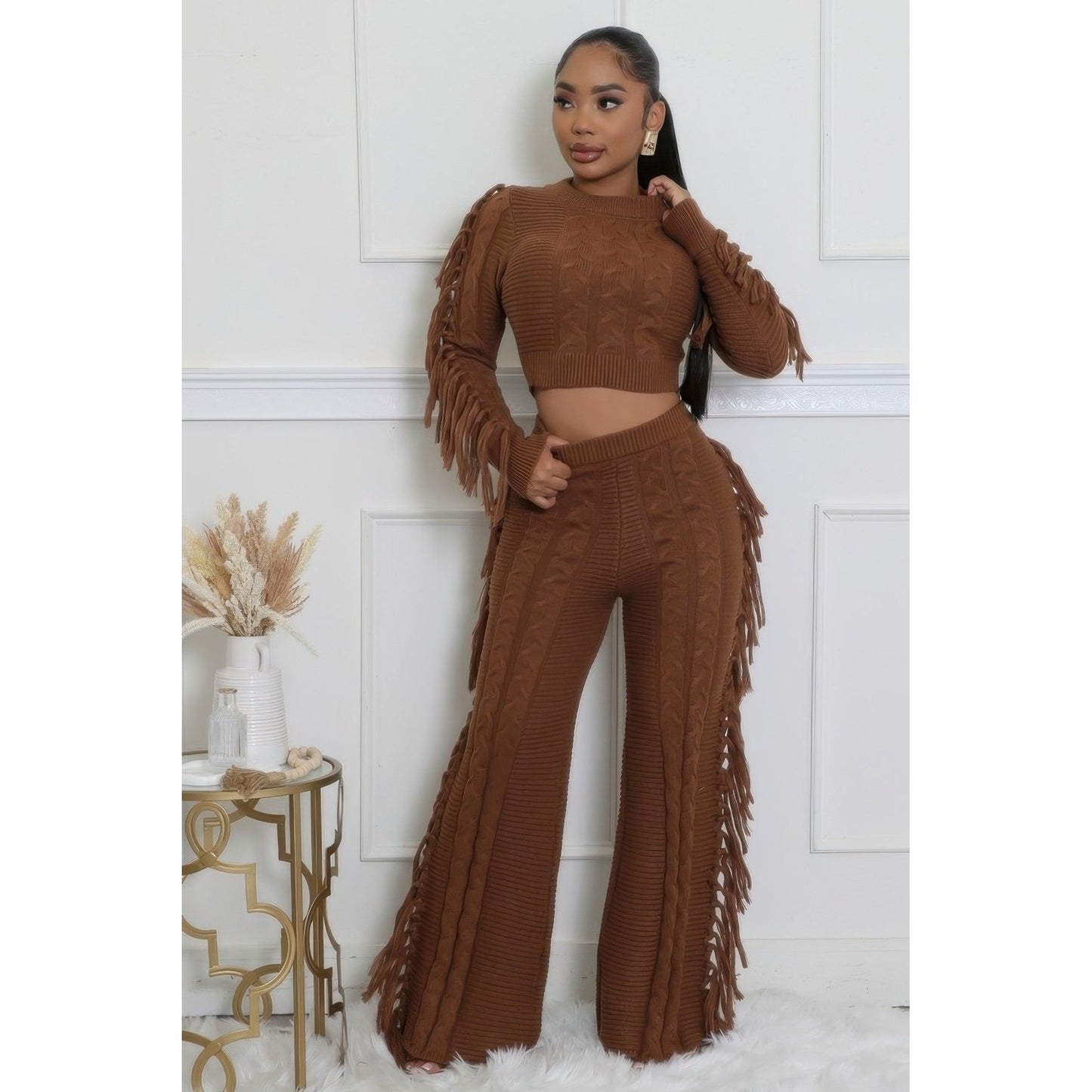 Knitted Stretch Pant Set