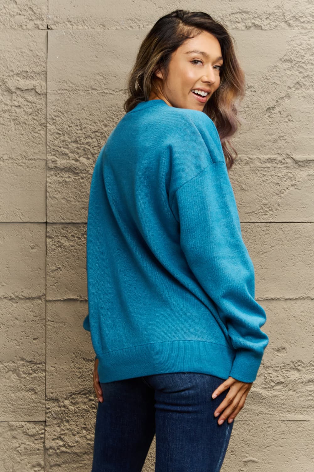 Woven Right Full Size Round Neck Graphic Sweater - TiffanyzKlozet