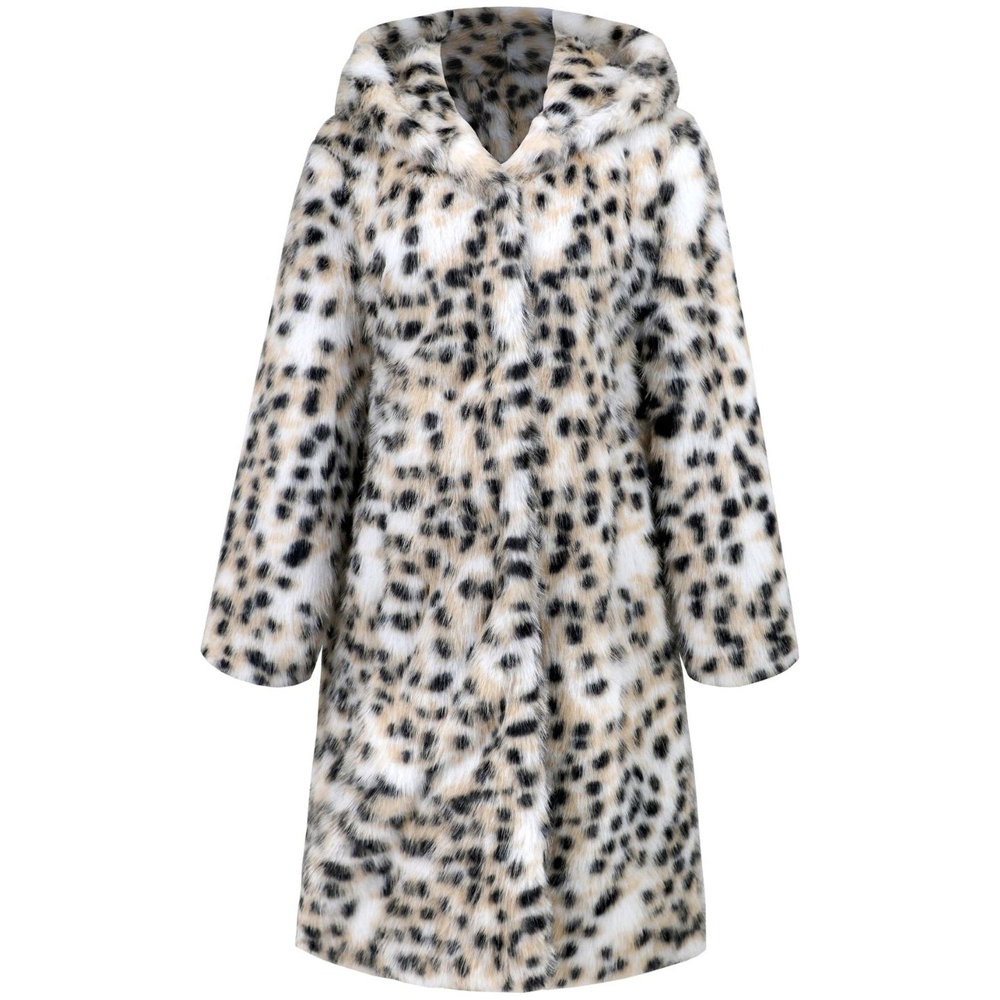 Thermal Leopard Faux Fur Hooded Outerwear