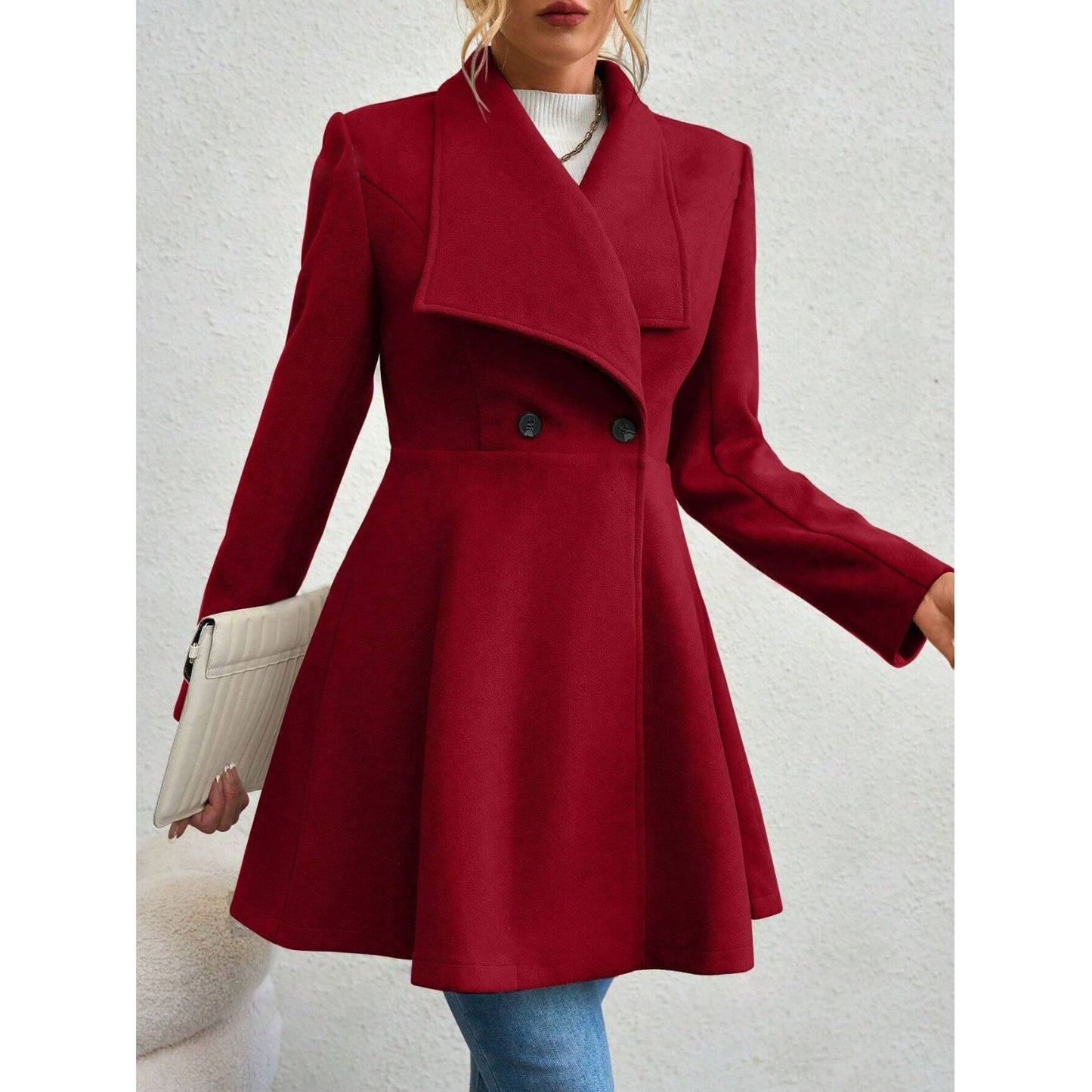 Elegance Meets Cozy Long Sleeve Coat