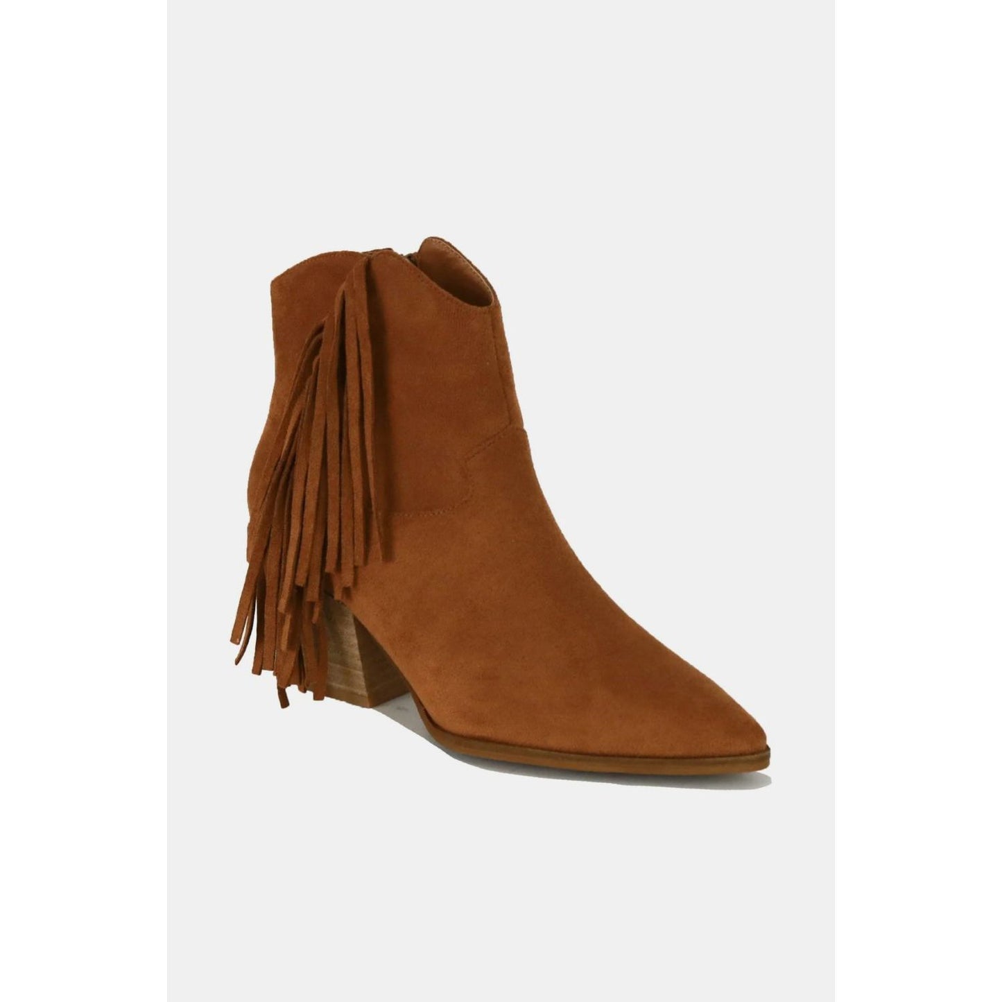 Beast Fashion Suede Fringe Point Toe Ankle Boots