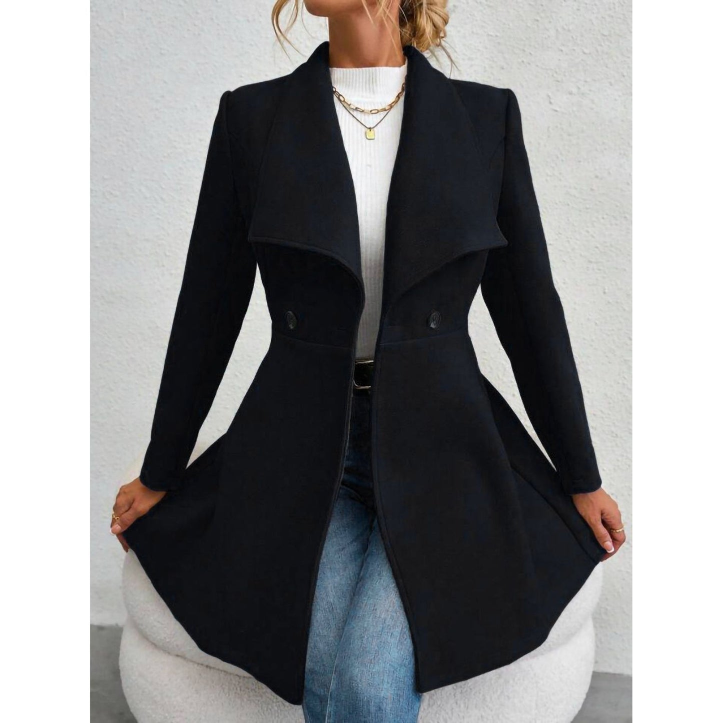 Elegance Meets Cozy Long Sleeve Coat