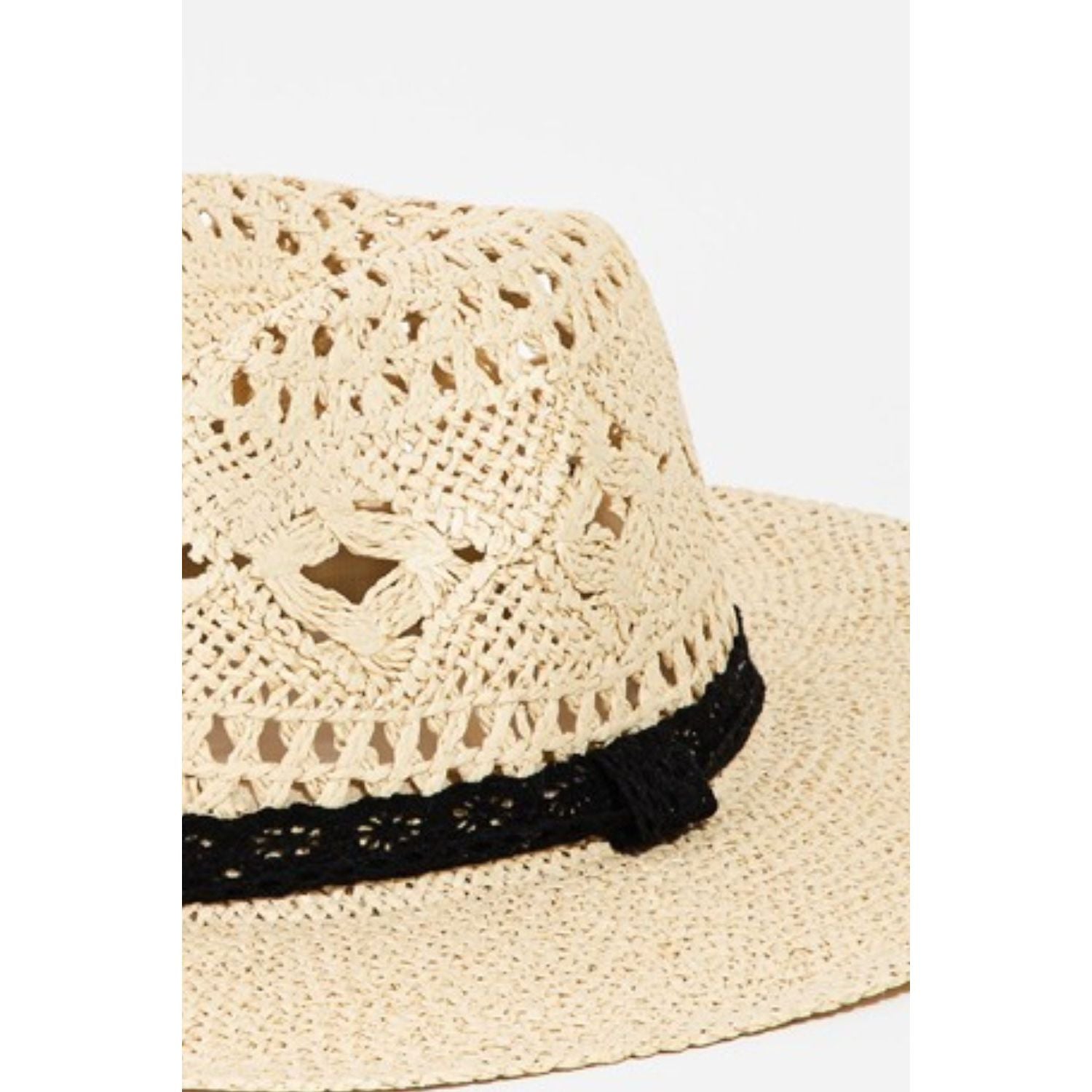 Fame Openwork Lace Detail Wide Brim Hat - TiffanyzKlozet