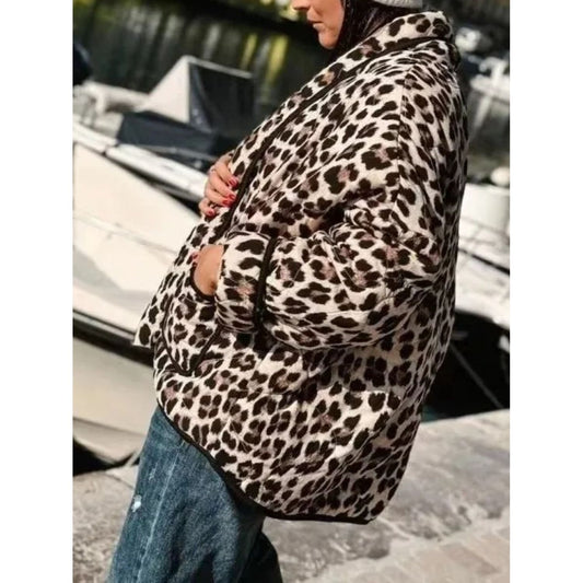 Leopard Open Front Long Sleeve Outerwear