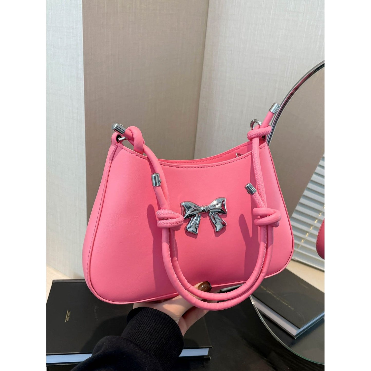 Bow Leather Knotted Handbag