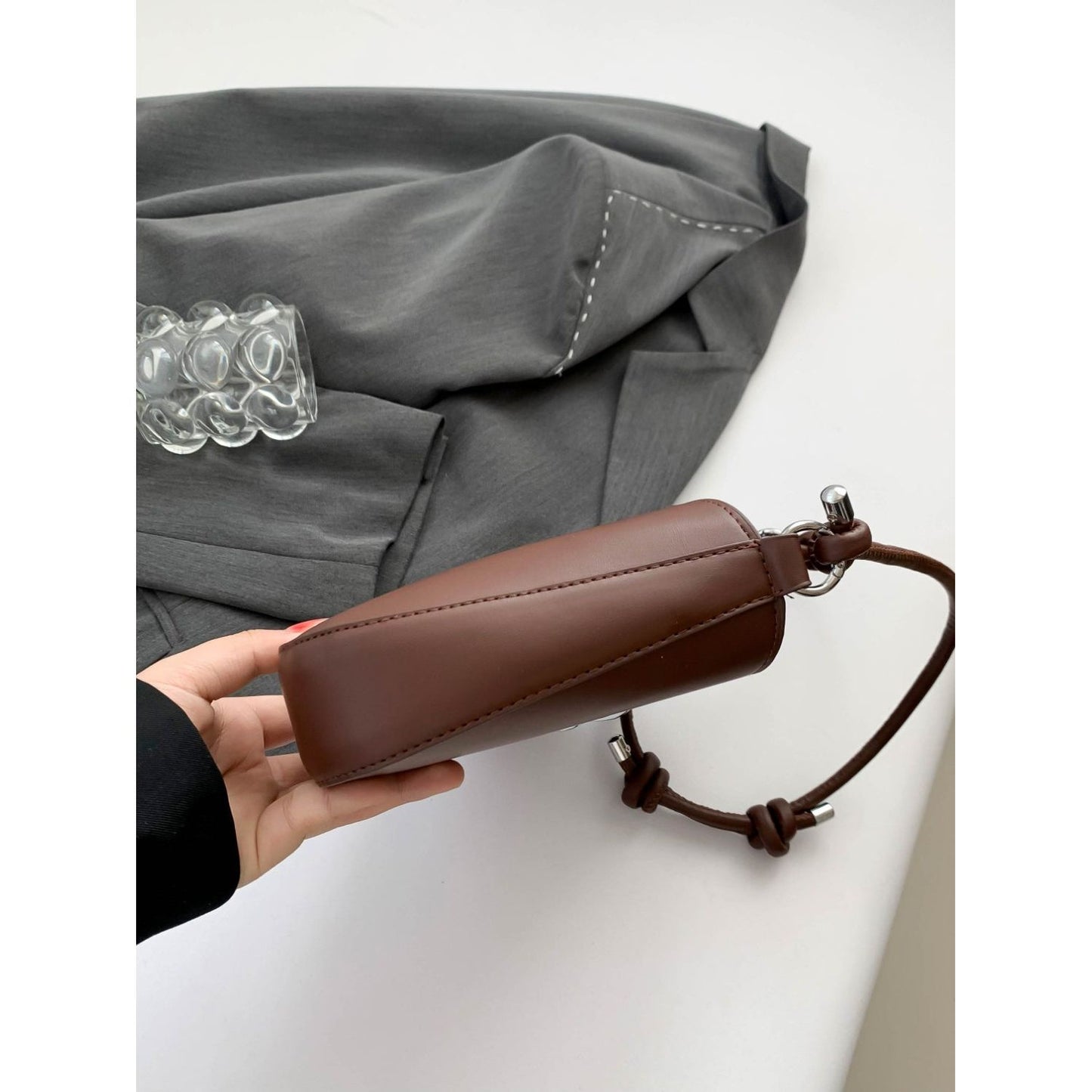 Bow Leather Knotted Handbag