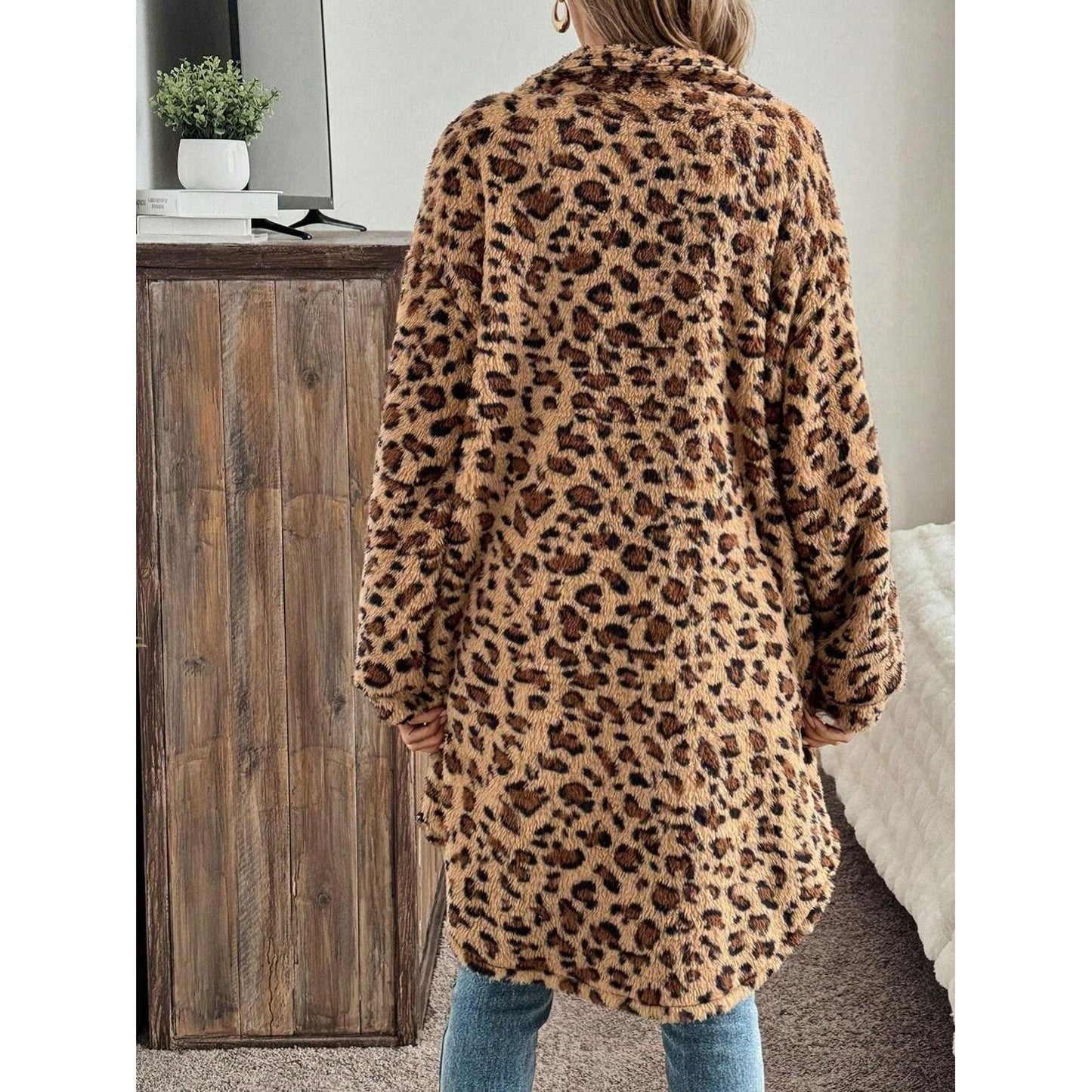 Unleash Your Wild Side Leopard Print Fuzzy Coat