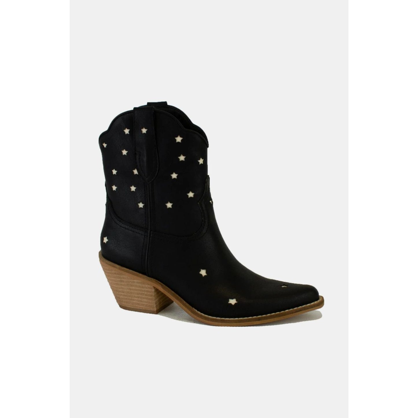 Beast Fashion Faux Leather Star-Shaped Cutouts Point Toe Boots