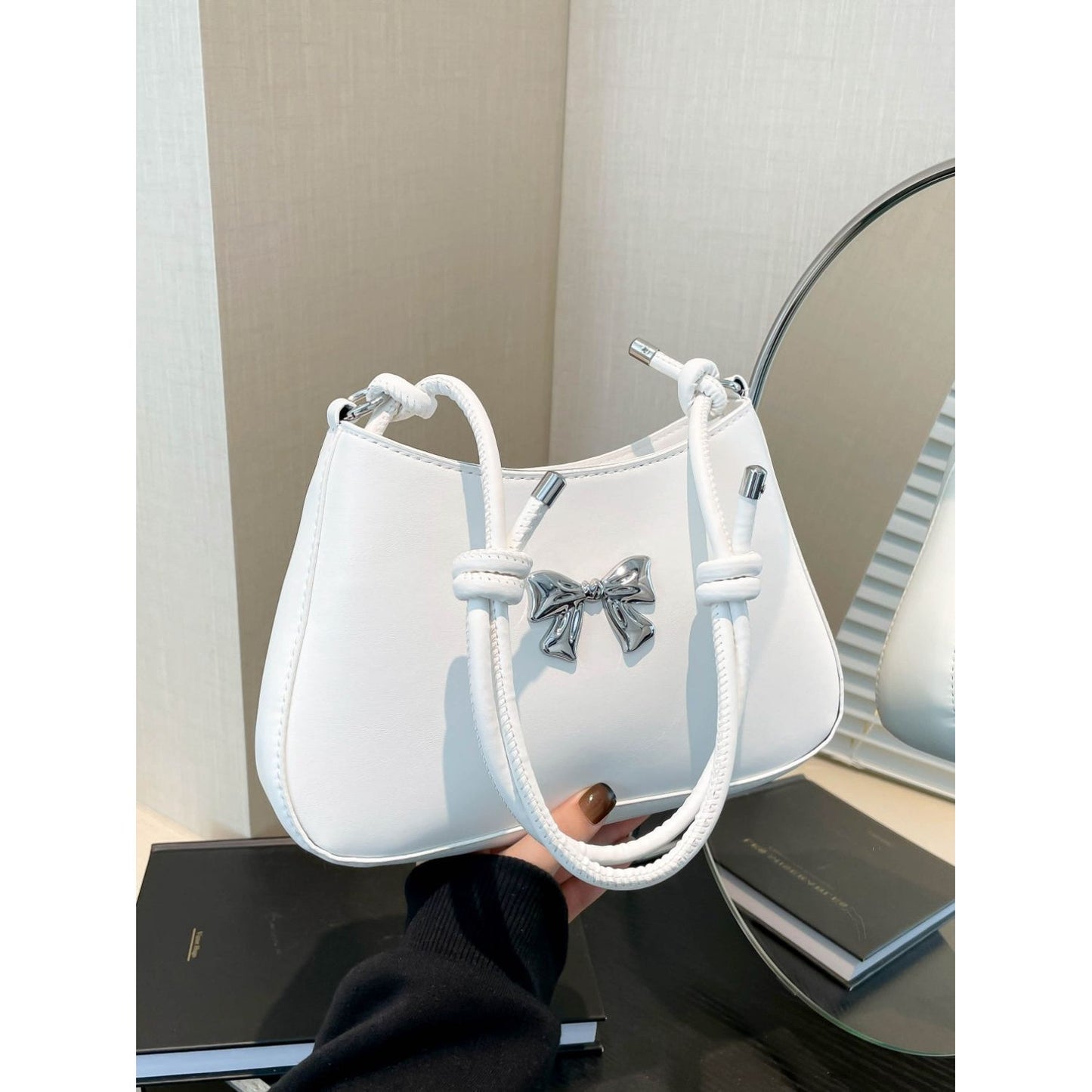 Bow Leather Knotted Handbag