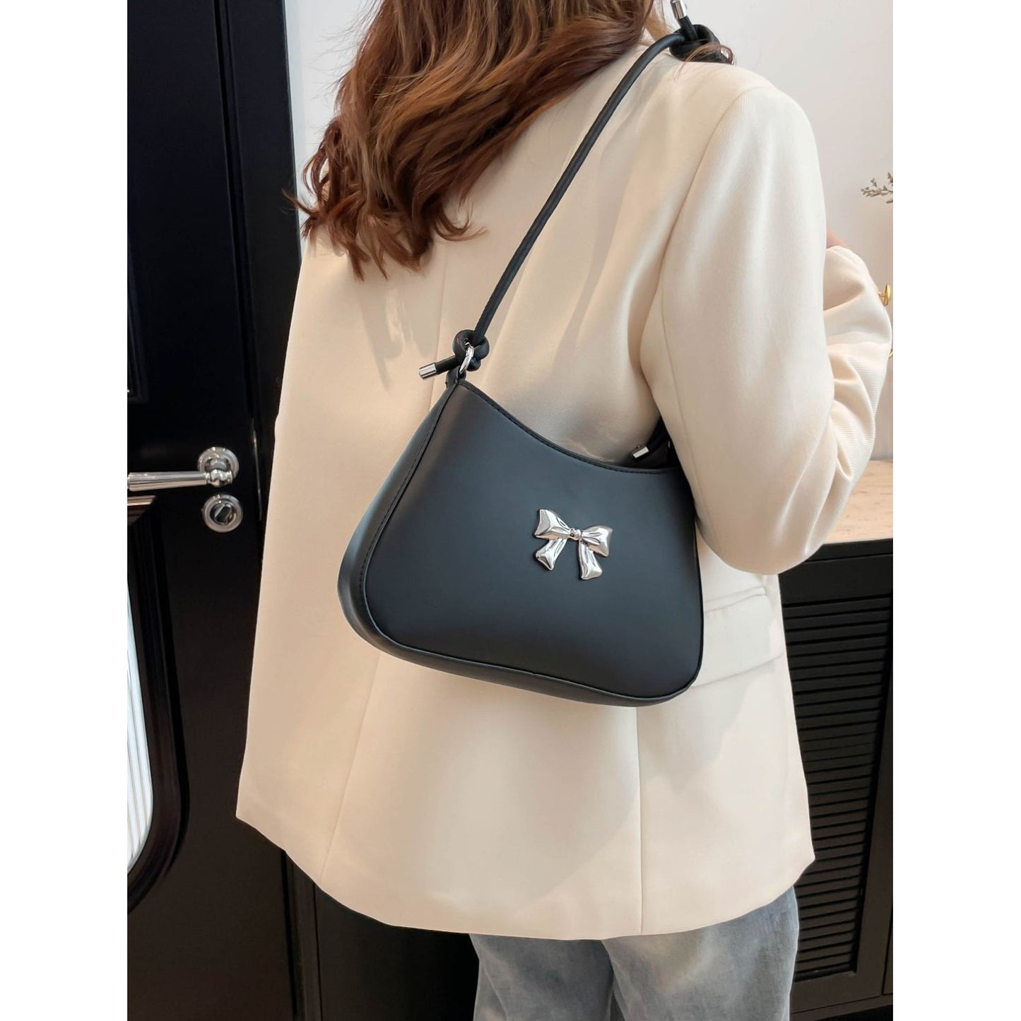 Bow Leather Knotted Handbag