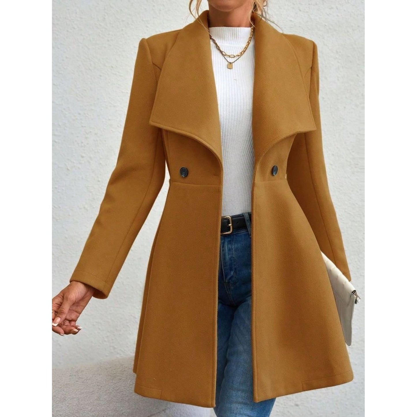 Elegance Meets Cozy Long Sleeve Coat