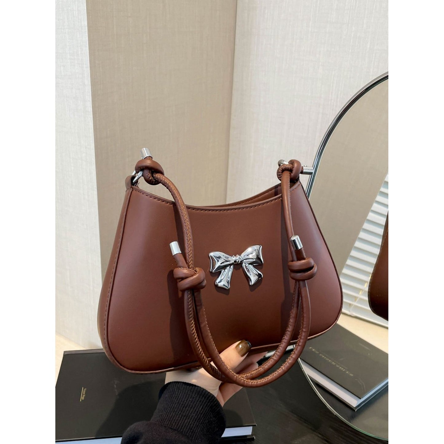 Bow Leather Knotted Handbag