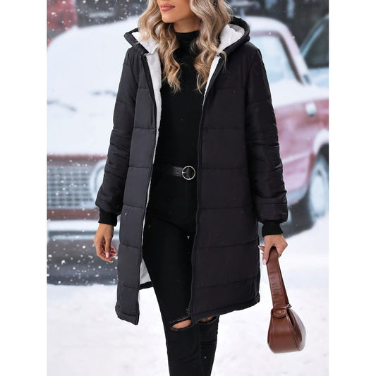 Plus Size Zip Up Hooded Winter Coat