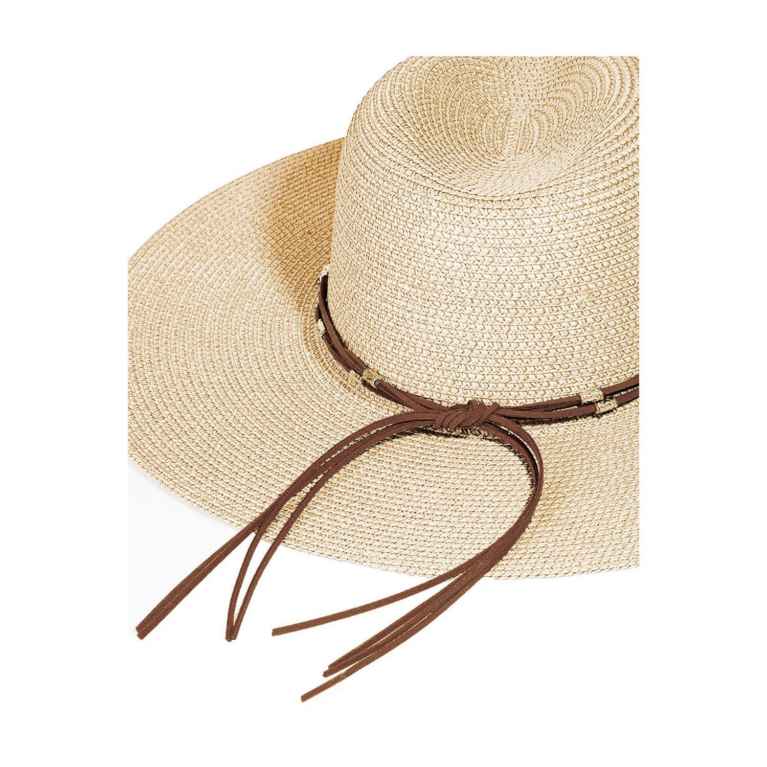 Fame Rope Strap Wide Brim Weave Hat - TiffanyzKlozet