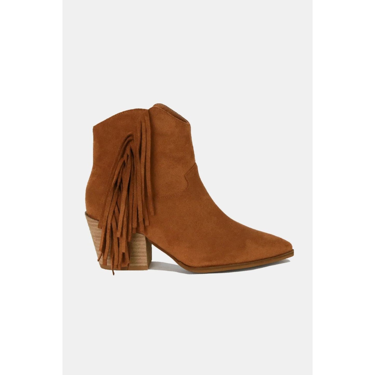 Beast Fashion Suede Fringe Point Toe Ankle Boots