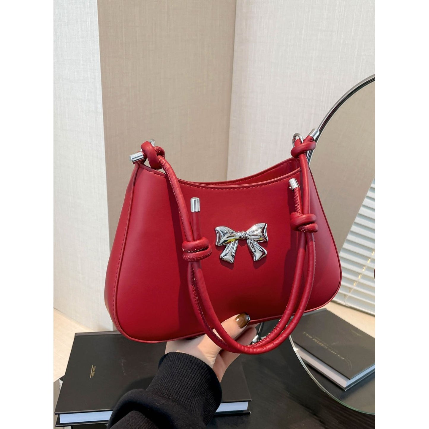 Bow Leather Knotted Handbag