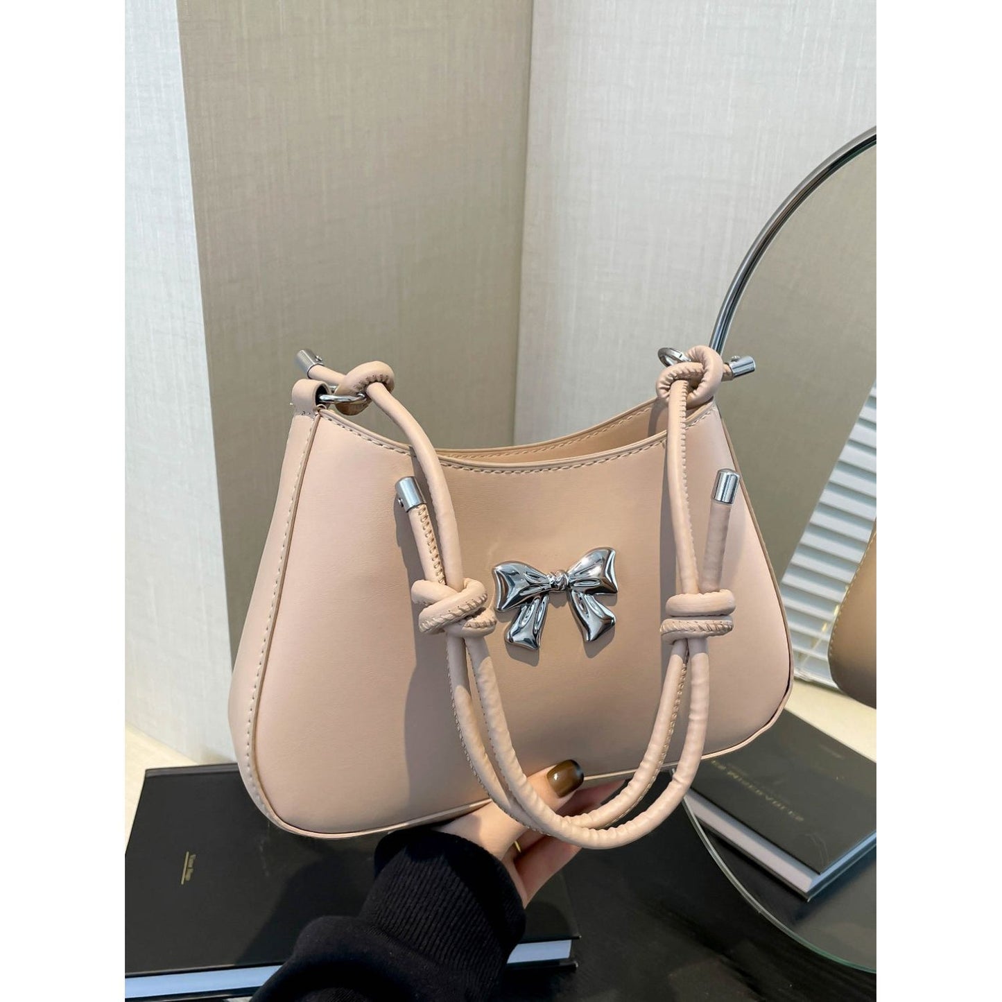 Bow Leather Knotted Handbag