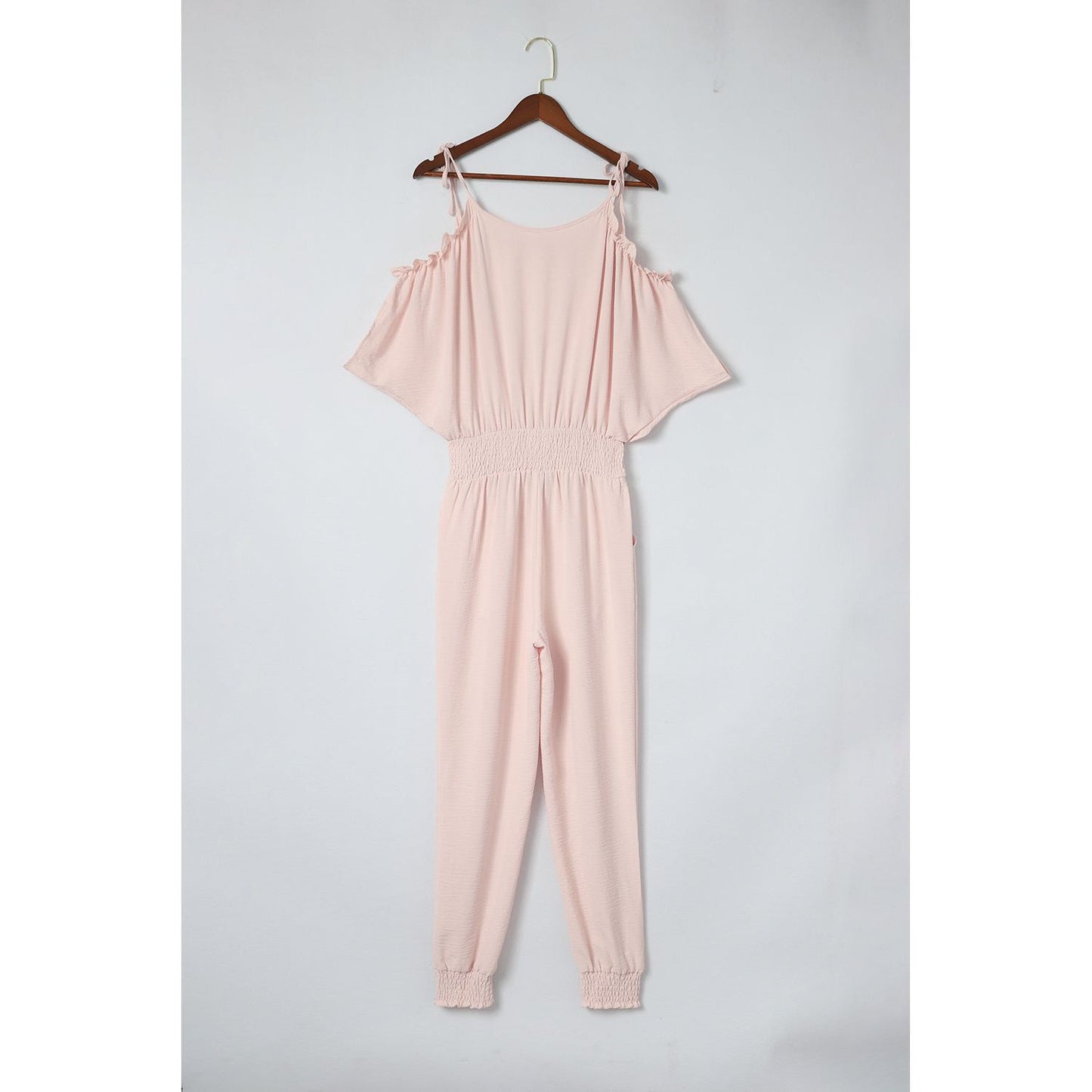 Frill Surplice Cold Shoulder Jumpsuit - TiffanyzKlozet