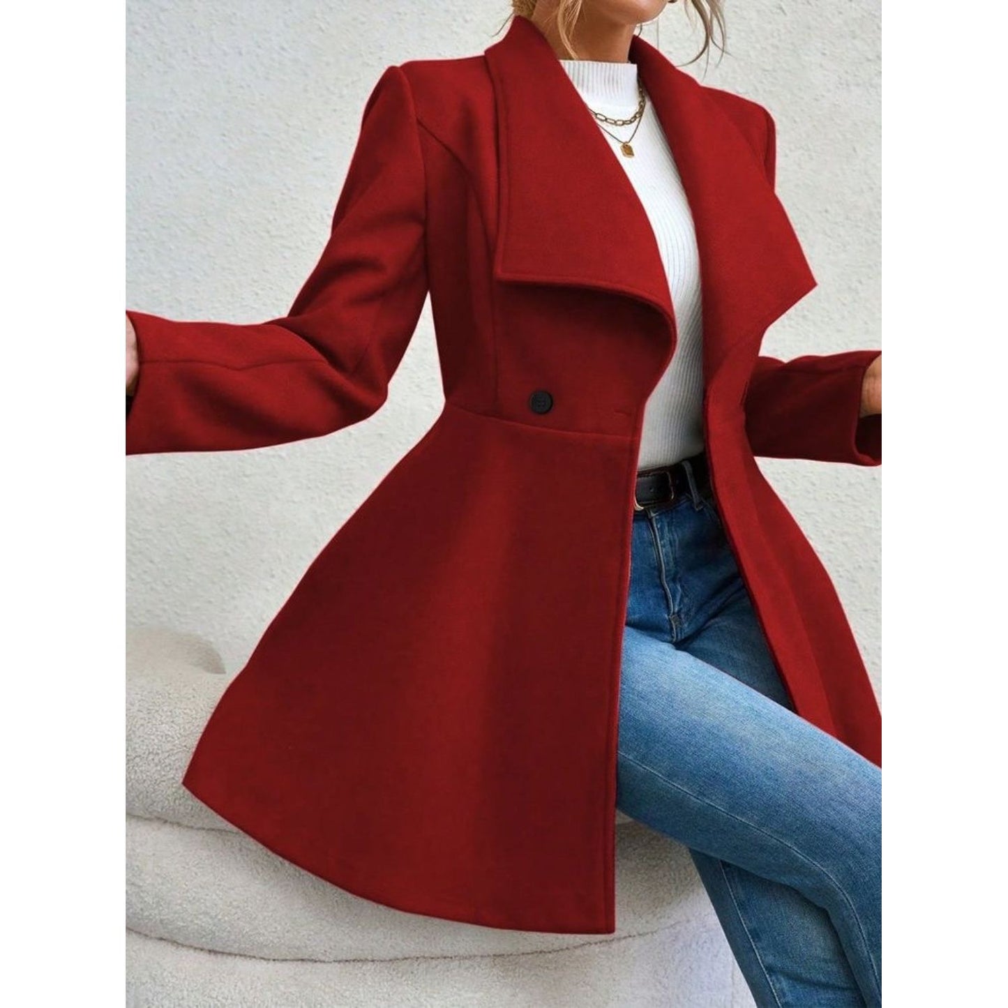 Elegance Meets Cozy Long Sleeve Coat