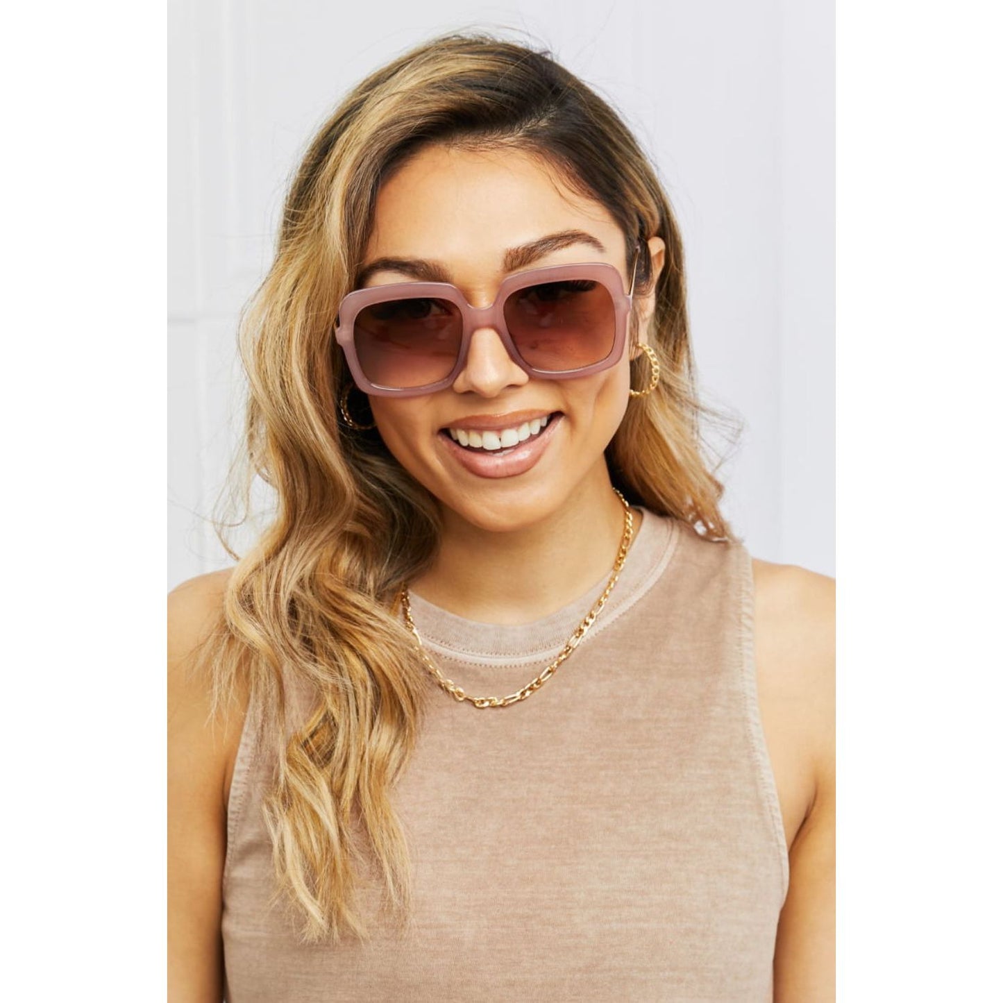 Square Metal-Plastic Hybrid Temple Sunglasses - TiffanyzKlozet