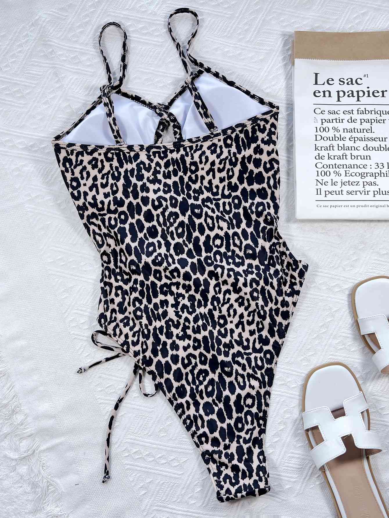 Leopard Cutout Tied One-Piece Swimsuit - TiffanyzKlozet