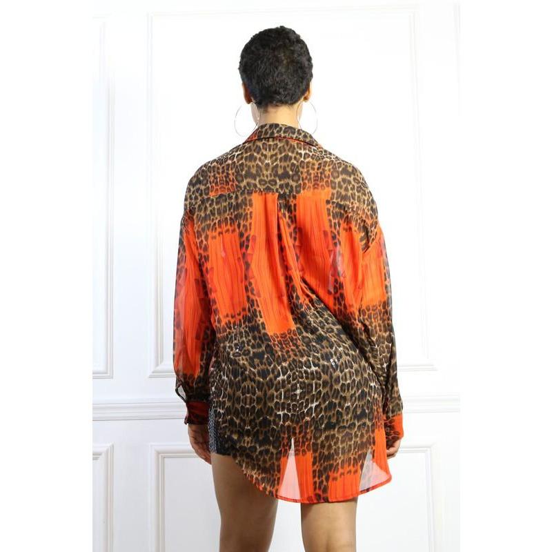 Leopard Printed Button Down Blouse - TiffanyzKlozet