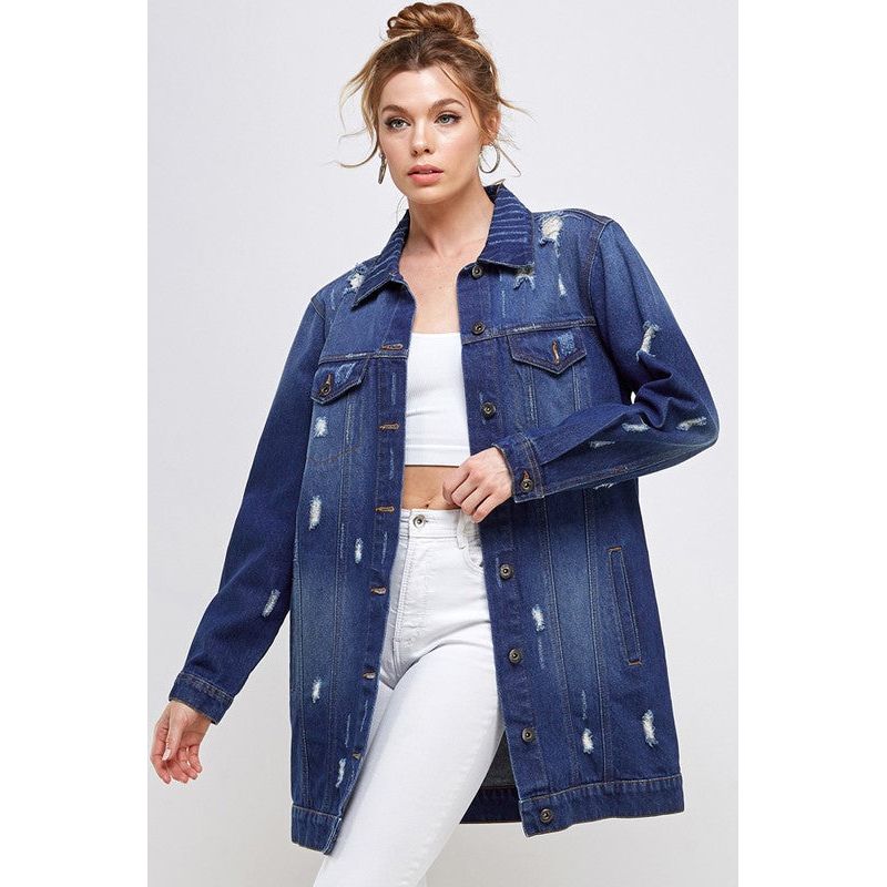 DENIM 3/4 QUARTER JACKETS DISTRESSED WASHED - TiffanyzKlozet