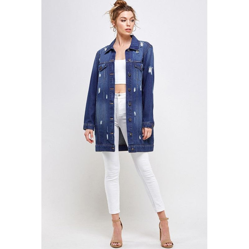 DENIM 3/4 QUARTER JACKETS DISTRESSED WASHED - TiffanyzKlozet