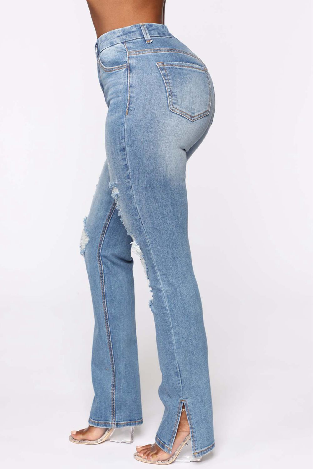 Distressed Slit Jeans - TiffanyzKlozet