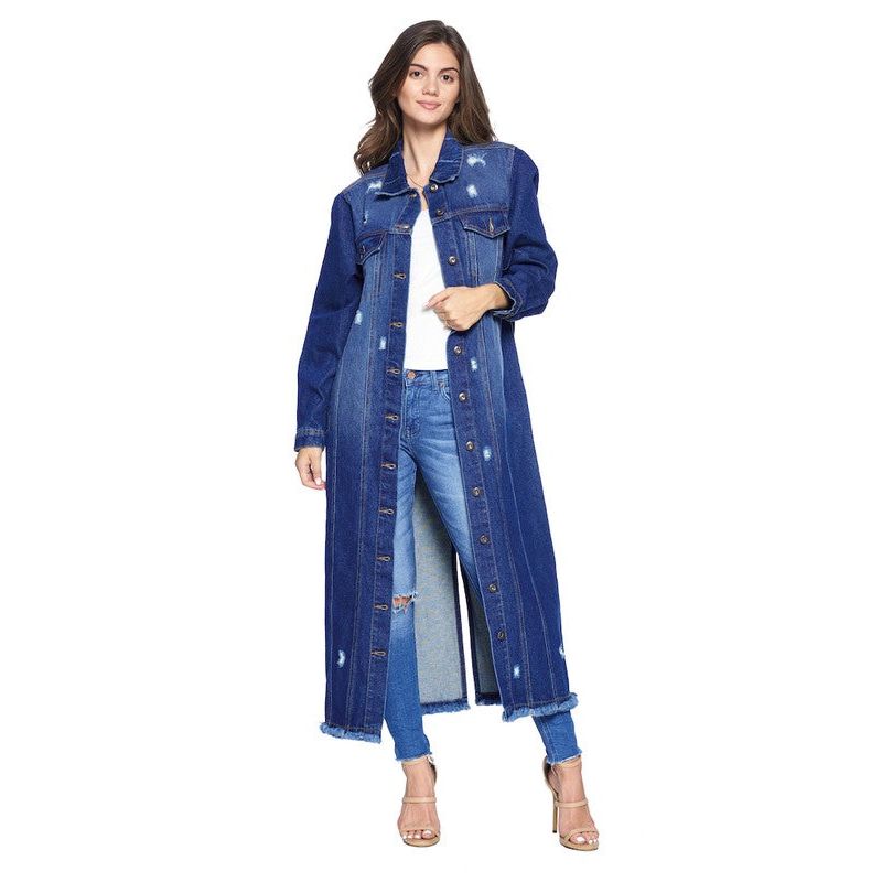 DENIM LONG JACKETS DISTRESSED WASHED - TiffanyzKlozet