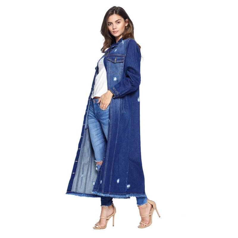 DENIM LONG JACKETS DISTRESSED WASHED - TiffanyzKlozet