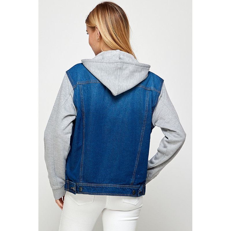 Women's Denim  Jacket with Fleece Hoodies - TiffanyzKlozet