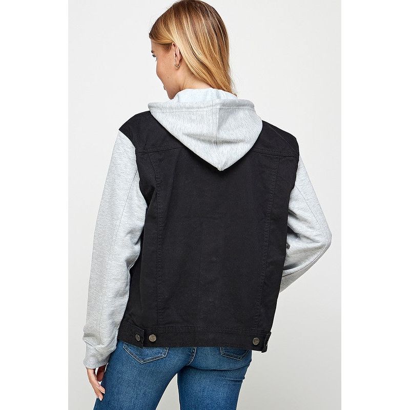 Women's Denim  Jacket with Fleece Hoodies - TiffanyzKlozet