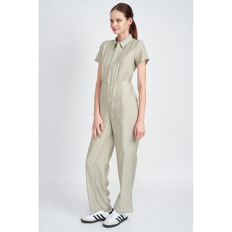 SHORT SLEEVE JUMPSUIT WITH OPEN BACK - TiffanyzKlozet