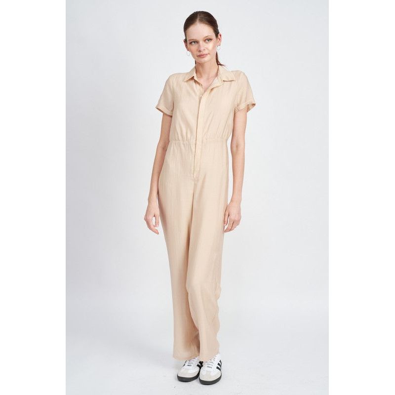 SHORT SLEEVE JUMPSUIT WITH OPEN BACK - TiffanyzKlozet