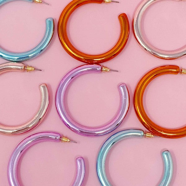 Colored Tube Hoop Earrings - TiffanyzKlozet