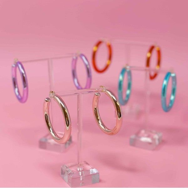 Colored Tube Hoop Earrings - TiffanyzKlozet