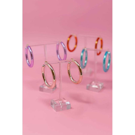 Colored Tube Hoop Earrings - TiffanyzKlozet